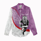 Personalised Aotearoa Lawn Bowls Women Casual Shirt Maori Warrior and Silver Fern Sporty Style Pink