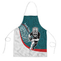Personalised Aotearoa Lawn Bowls Apron Maori Warrior and Silver Fern Sporty Style Teal