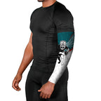 Personalised Aotearoa Lawn Bowls Arm Sleeves Maori Warrior and Silver Fern Sporty Style Teal
