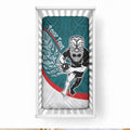 Personalised Aotearoa Lawn Bowls Baby Bed Cover Maori Warrior and Silver Fern Sporty Style Teal