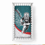 Personalised Aotearoa Lawn Bowls Baby Bed Cover Maori Warrior and Silver Fern Sporty Style Teal