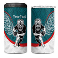 Personalised Aotearoa Lawn Bowls 4 in 1 Can Cooler Tumbler Maori Warrior and Silver Fern Sporty Style Teal