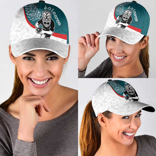 Aotearoa Lawn Bowls Classic Cap Maori Warrior and Silver Fern Sporty Style Teal