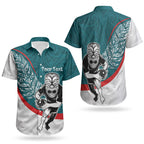 Personalised Aotearoa Lawn Bowls Couples Matching Short Sleeve Bodycon Dress and Hawaiian Shirt Maori Warrior and Silver Fern Sporty Style Teal