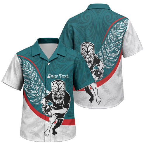Personalised Aotearoa Lawn Bowls Family Matching Mermaid Dress and Hawaiian Shirt Maori Warrior and Silver Fern Sporty Style Teal