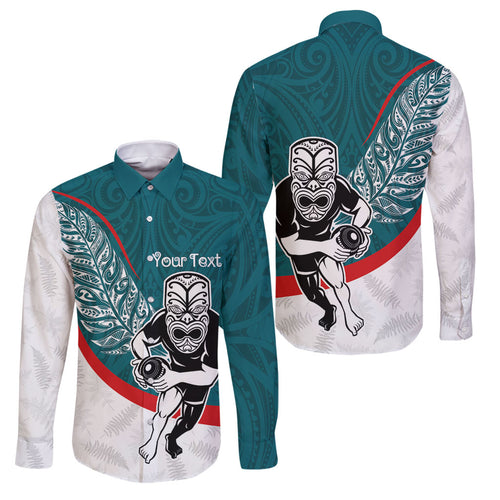 Personalised Aotearoa Lawn Bowls Family Matching Off Shoulder Maxi Dress and Hawaiian Shirt Maori Warrior and Silver Fern Sporty Style Teal