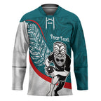 Personalised Aotearoa Lawn Bowls Hockey Jersey Maori Warrior and Silver Fern Sporty Style Teal