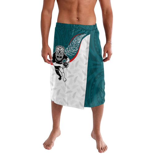 Aotearoa Lawn Bowls Lavalava Maori Warrior and Silver Fern Sporty Style Teal
