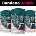 Personalised Aotearoa Lawn Bowls Neck Gaiter Maori Warrior and Silver Fern Sporty Style Teal