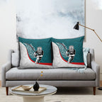 Personalised Aotearoa Lawn Bowls Pillow Cover Maori Warrior and Silver Fern Sporty Style Teal