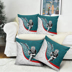 Personalised Aotearoa Lawn Bowls Pillow Cover Maori Warrior and Silver Fern Sporty Style Teal