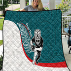 Personalised Aotearoa Lawn Bowls Quilt Maori Warrior and Silver Fern Sporty Style Teal