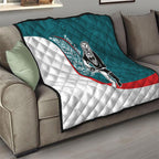 Personalised Aotearoa Lawn Bowls Quilt Maori Warrior and Silver Fern Sporty Style Teal
