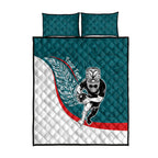 Personalised Aotearoa Lawn Bowls Quilt Bed Set Maori Warrior and Silver Fern Sporty Style Teal