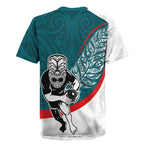 Personalised Aotearoa Lawn Bowls Rugby Jersey Maori Warrior and Silver Fern Sporty Style Teal
