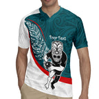 Personalised Aotearoa Lawn Bowls Rugby Jersey Maori Warrior and Silver Fern Sporty Style Teal