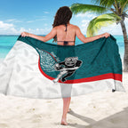 Personalised Aotearoa Lawn Bowls Sarong Maori Warrior and Silver Fern Sporty Style Teal
