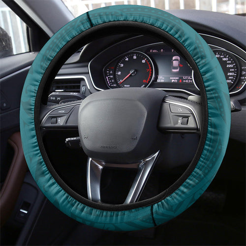 Aotearoa Lawn Bowls Steering Wheel Cover Maori Warrior and Silver Fern Sporty Style Teal