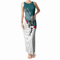 Personalised Aotearoa Lawn Bowls Tank Maxi Dress Maori Warrior and Silver Fern Sporty Style Teal