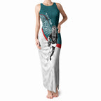 Personalised Aotearoa Lawn Bowls Tank Maxi Dress Maori Warrior and Silver Fern Sporty Style Teal