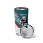 Personalised Aotearoa Lawn Bowls Tumbler Cup Maori Warrior and Silver Fern Sporty Style Teal