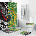 Personalised Aotearoa and Australia Lawn Bowls Bathroom Set Maori Fern and Aboriginal Pattern