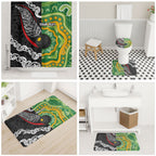 Personalised Aotearoa and Australia Lawn Bowls Bathroom Set Maori Fern and Aboriginal Pattern