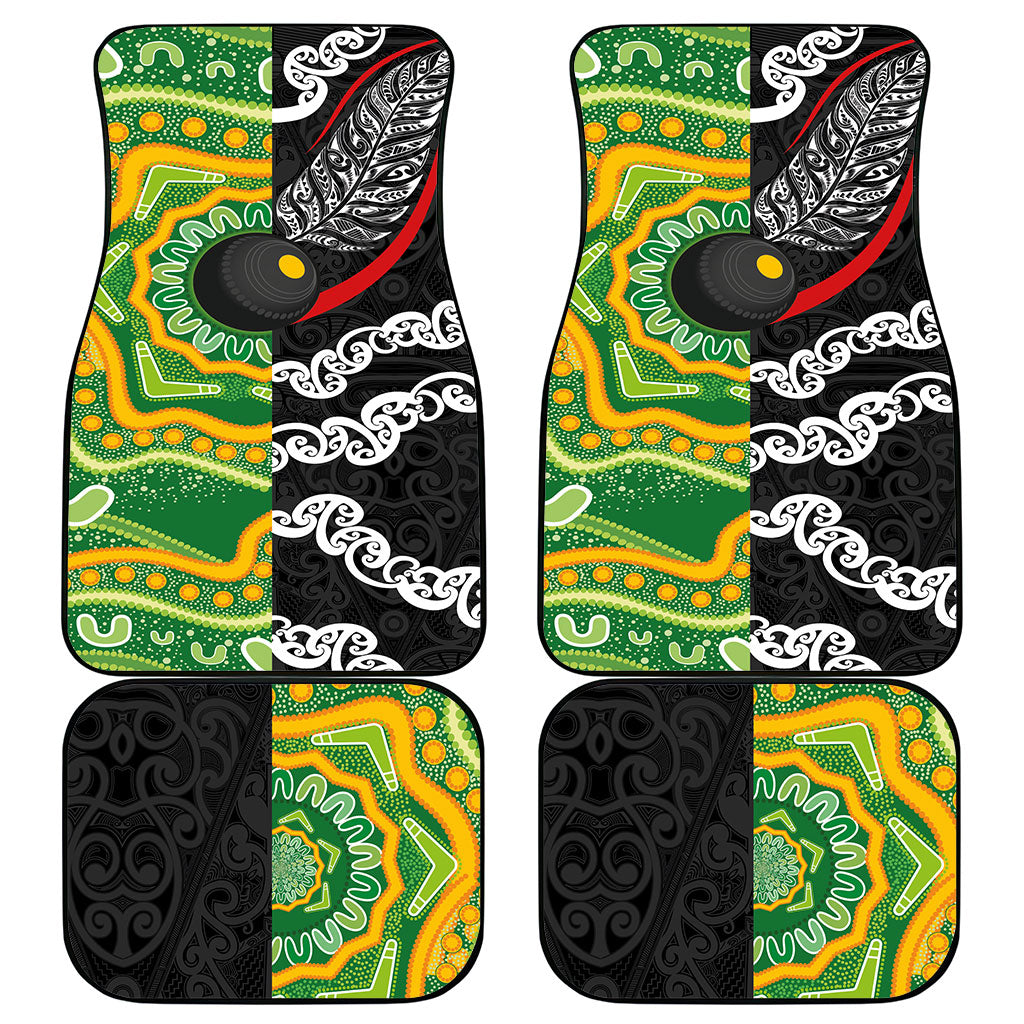 Aotearoa and Australia Lawn Bowls Car Mats Maori Fern and Aboriginal Pattern