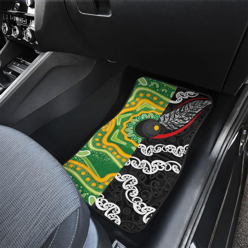 Aotearoa and Australia Lawn Bowls Car Mats Maori Fern and Aboriginal Pattern