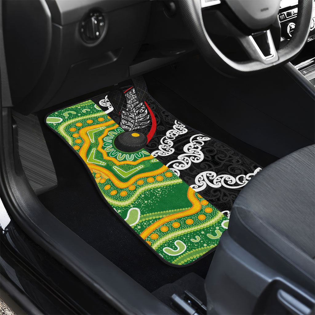 Aotearoa and Australia Lawn Bowls Car Mats Maori Fern and Aboriginal Pattern