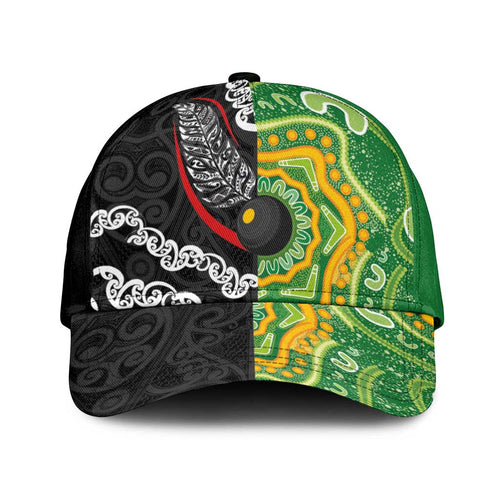 Aotearoa and Australia Lawn Bowls Classic Cap Maori Fern and Aboriginal Pattern