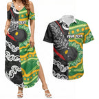 Personalised Aotearoa and Australia Lawn Bowls Couples Matching Summer Maxi Dress and Hawaiian Shirt Maori Fern and Aboriginal Pattern