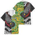 Personalised Aotearoa and Australia Lawn Bowls Family Matching Tank Maxi Dress and Hawaiian Shirt Maori Fern and Aboriginal Pattern