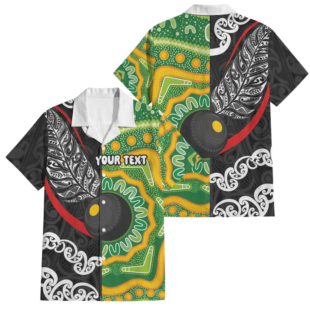 Personalised Aotearoa and Australia Lawn Bowls Family Matching Tank Maxi Dress and Hawaiian Shirt Maori Fern and Aboriginal Pattern