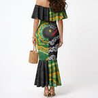 Personalised Aotearoa and Australia Lawn Bowls Mermaid Dress Maori Fern and Aboriginal Pattern