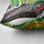 Personalised Aotearoa and Australia Lawn Bowls Pillow Cover Maori Fern and Aboriginal Pattern