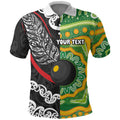 Personalised Aotearoa and Australia Lawn Bowls Polo Shirt Maori Fern and Aboriginal Pattern