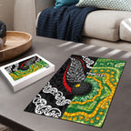 Personalised Aotearoa and Australia Lawn Bowls Puzzle Maori Fern and Aboriginal Pattern