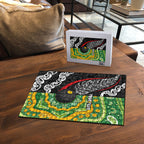 Personalised Aotearoa and Australia Lawn Bowls Puzzle Maori Fern and Aboriginal Pattern