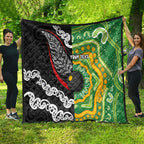 Personalised Aotearoa and Australia Lawn Bowls Quilt Maori Fern and Aboriginal Pattern
