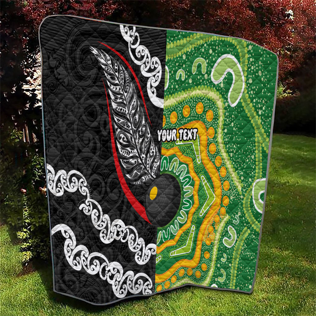 Personalised Aotearoa and Australia Lawn Bowls Quilt Maori Fern and Aboriginal Pattern