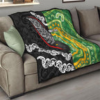 Personalised Aotearoa and Australia Lawn Bowls Quilt Maori Fern and Aboriginal Pattern