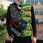 Personalised Aotearoa and Australia Lawn Bowls Sleeveless Puffer Jacket Maori Fern and Aboriginal Pattern