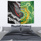 Personalised Aotearoa and Australia Lawn Bowls Tapestry Maori Fern and Aboriginal Pattern