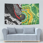 Personalised Aotearoa and Australia Lawn Bowls Tapestry Maori Fern and Aboriginal Pattern