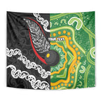 Personalised Aotearoa and Australia Lawn Bowls Tapestry Maori Fern and Aboriginal Pattern