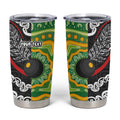 Personalised Aotearoa and Australia Lawn Bowls Tumbler Cup Maori Fern and Aboriginal Pattern