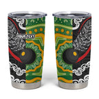 Personalised Aotearoa and Australia Lawn Bowls Tumbler Cup Maori Fern and Aboriginal Pattern