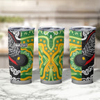 Personalised Aotearoa and Australia Lawn Bowls Tumbler Cup Maori Fern and Aboriginal Pattern