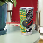 Personalised Aotearoa and Australia Lawn Bowls Tumbler Cup Maori Fern and Aboriginal Pattern